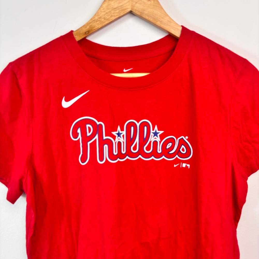 Nike Philadelphia Phillies Rhys Hoskins #17 Shirt Red MLB Baseball Tee M